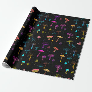 Neon Mushroom Wrapping Paper