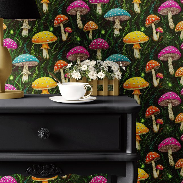 Neon Mushrooms and Ferns Wallpaper (Creator Uploaded)