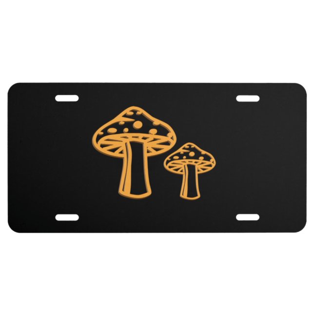 Neon Mushrooms License Plate (Front)