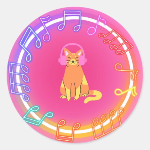 Neon Music Cat Sticker