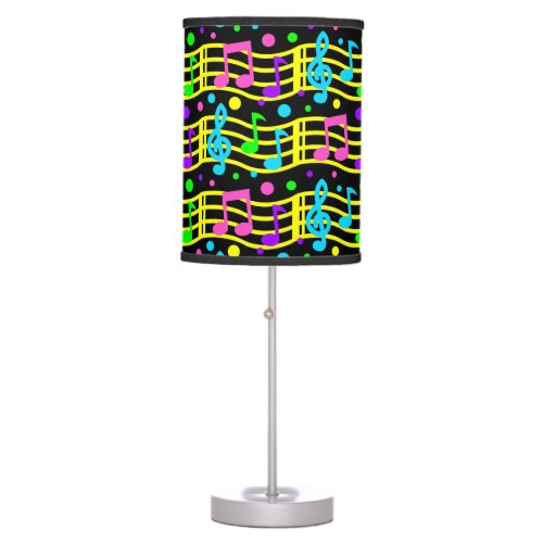 Neon Music Notes Pink Purple Blue Green Yellow Table Lamp