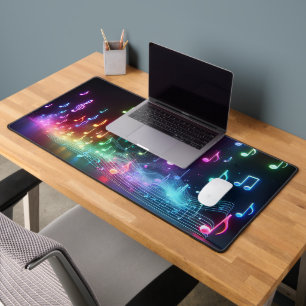 Neon Musical Notes  Desk Mat