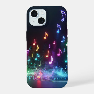 Neon Musical Notes  iPhone 15 Case
