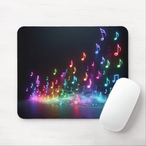 Neon Musical Notes  Mouse Pad