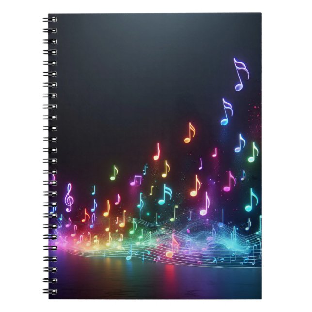 Neon Musical Notes  Notebook (Front)