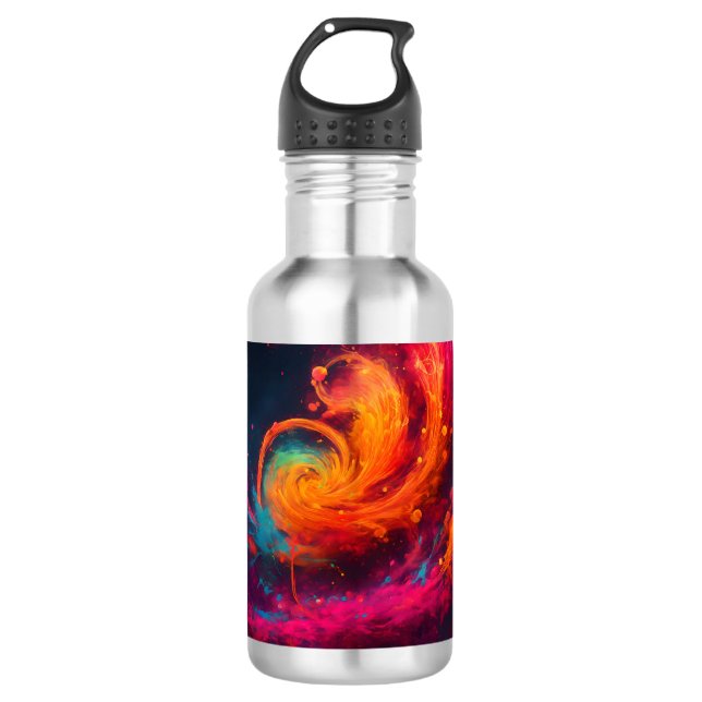 Neon Mystical Swirls Splattered Water Bottle (Front)
