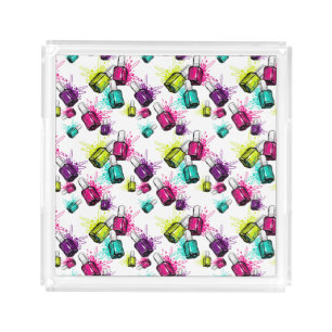 Neon Nail Polish Pattern Acrylic Tray