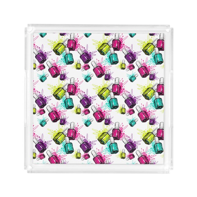 Neon Nail Polish Pattern Acrylic Tray (Front)