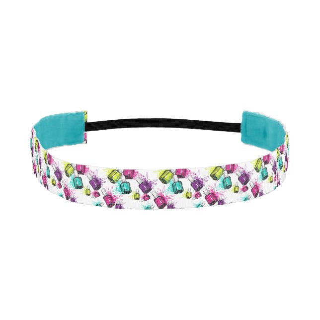 Neon Nail Polish Pattern Athletic Headband (Front)