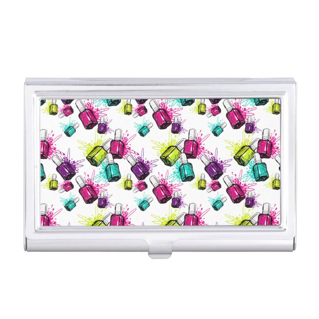 Neon Nail Polish Pattern Business Card Case (Front)