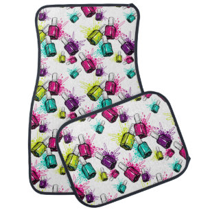 Neon Nail Polish Pattern Car Floor Mat