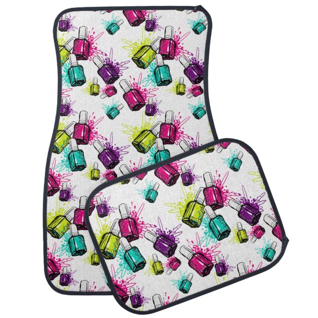 Neon Nail Polish Pattern Car Floor Mat (Set)