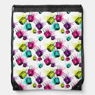 Neon Nail Polish Pattern Drawstring Bag