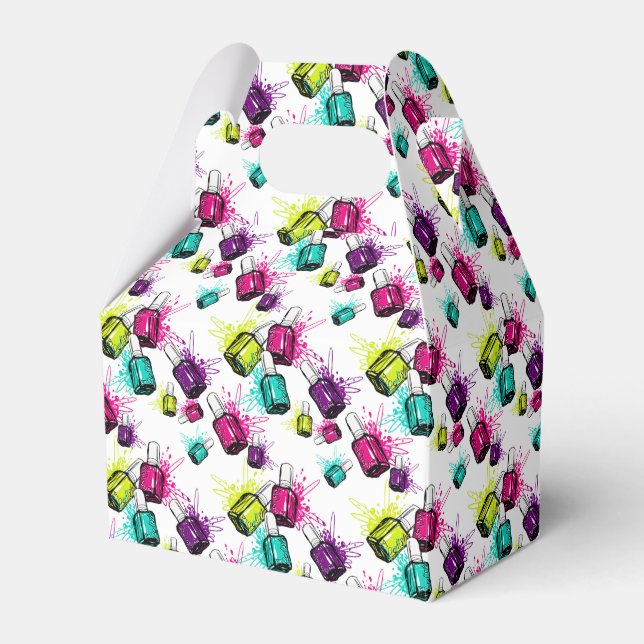 Neon Nail Polish Pattern Favor Boxes (Front Side)