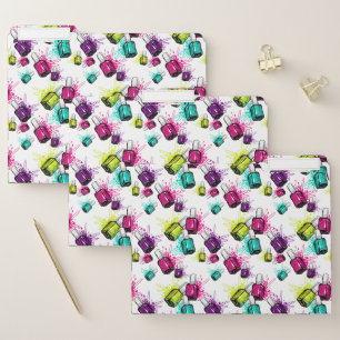 Neon Nail Polish Pattern File Folder