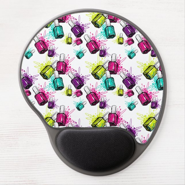Neon Nail Polish Pattern Gel Mouse Pad (Front)