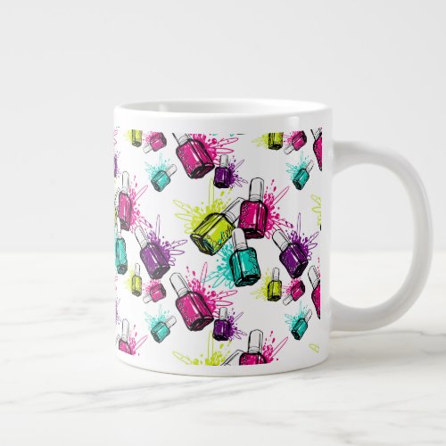 Neon Nail Polish Pattern Giant Coffee Mug