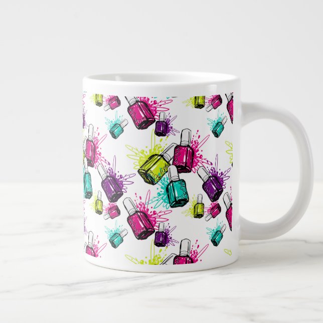 Neon Nail Polish Pattern Giant Coffee Mug (Right)