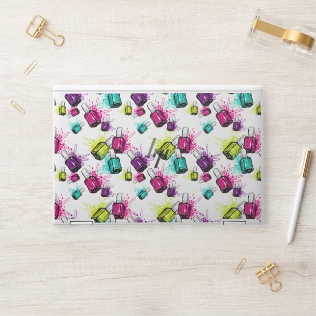 Neon Nail Polish Pattern HP Laptop Skin (Desk)