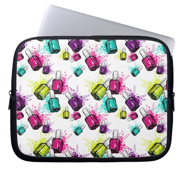 Neon Nail Polish Pattern Laptop Sleeve (Front)