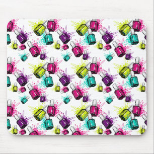 Neon Nail Polish Pattern Mouse Pad