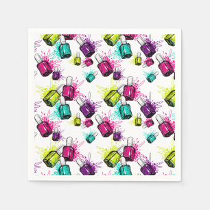 Neon Nail Polish Pattern Napkins