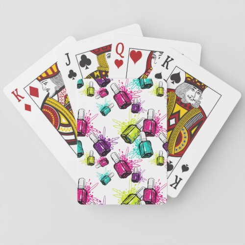 Neon Nail Polish Pattern Poker Cards