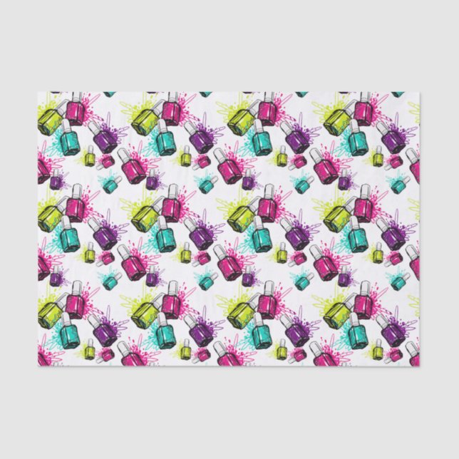 Neon Nail Polish Pattern Tissue Paper (Front)