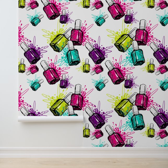 Neon Nail Polish Pattern Wallpaper (Application)