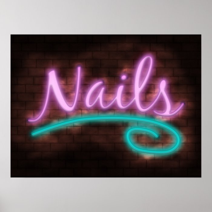 Neon Nails Sign Poster