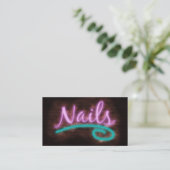 Neon Nails Technician Business Card (Standing Front)
