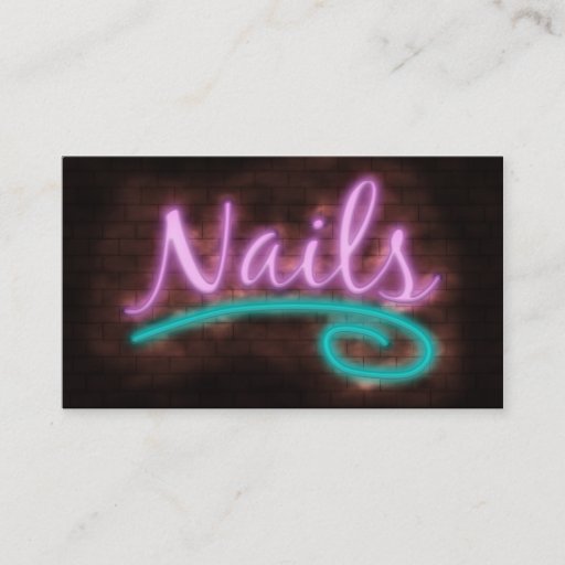 Customizable Neon Nails Technician Business Card Template
