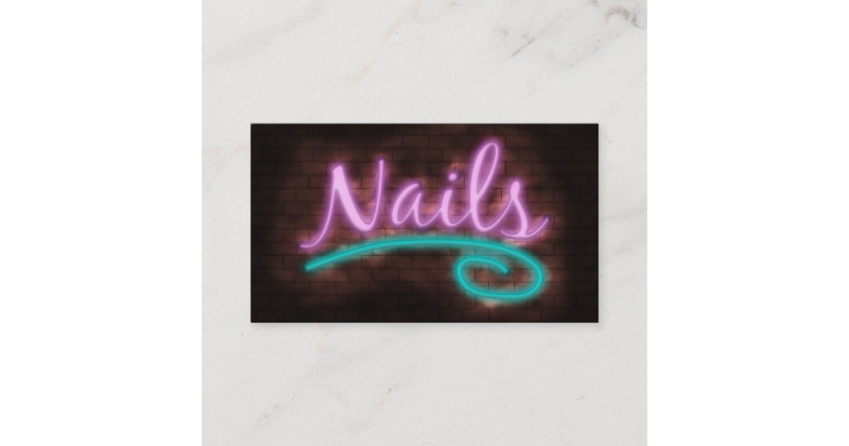 Neon Nails Technician Business Card | Zazzle