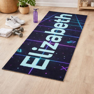 Neon Name Retro 80s  Yoga Mat