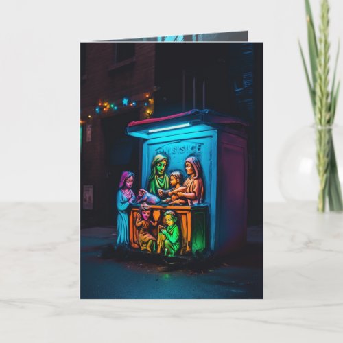 Neon Nativity Blank Card