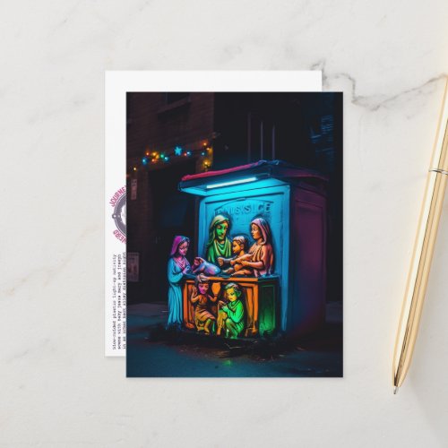 Neon Nativity Postcard