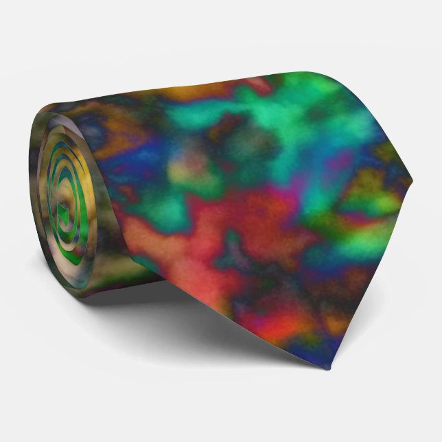Neon Neck Tie- Rainbow Acid Dissolve design Tie (Rolled)