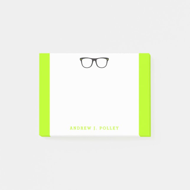Neon Nerdy Black Glasses Custom Post-it Notes (Front)
