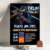 Neon Nerf Battle Dart Gun Game Birthday Boy Invitation