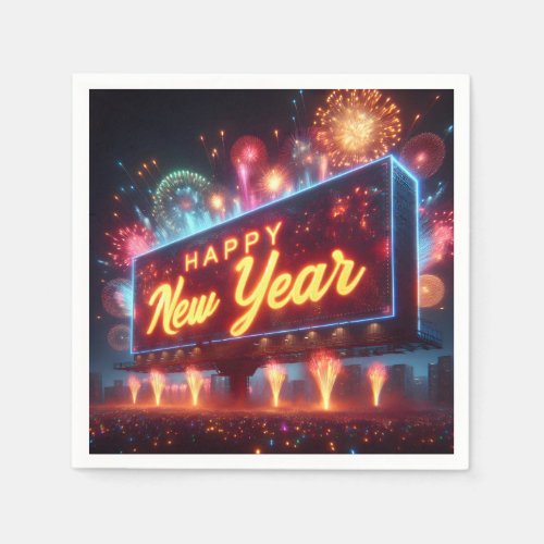 Neon New Year Billboard Napkins