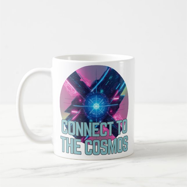 Neon Nexus - Connect to the cosmos Coffee Mug (Left)