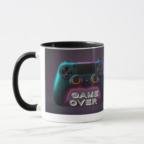 Neon Nexus Futuristic Gaming Controller T_Shirt D Mug