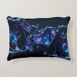Neon Nexus: Interwoven Techno-Organic Structure Accent Pillow