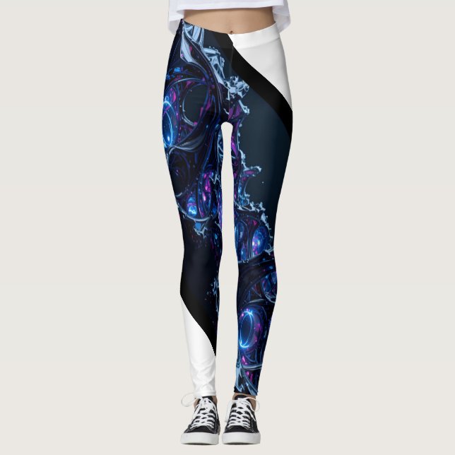 Neon Nexus: Interwoven Techno-Organic Structure Leggings (Front)