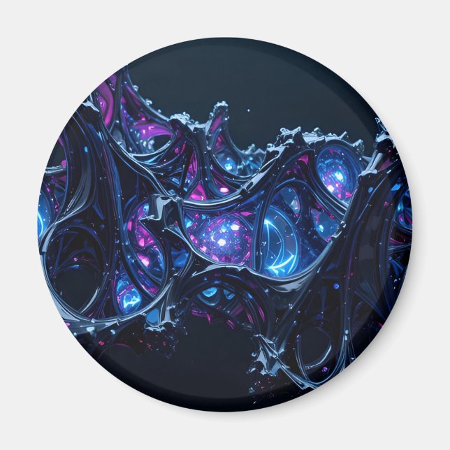 Neon Nexus: Interwoven Techno-Organic Structure Magnet (Front)