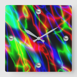 Neon Night Square Wall Clock