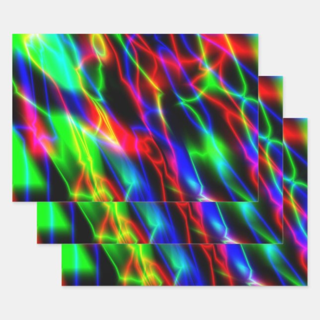 Neon Night Wrapping Paper Sheets (Set)
