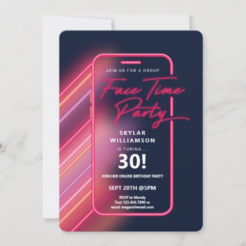 Neon Nightlife Vibe Online Group Video Chat Party Invitation
