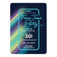 Neon Nightlife Vibe Online Group Video Chat Party Invitation