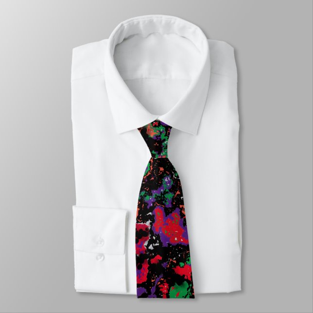 Neon Nights Abstract Neck Tie (Tied)
